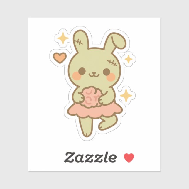 Adesivo Zombie Bunny com Candy Brain (Folha)