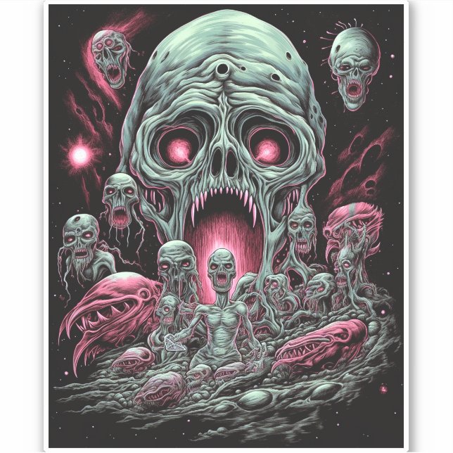 Adesivo Zombie cria arte de horror Sci-fi (Frente)