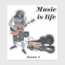Zombie Guitar Músico Musico Fantasy Art Sticker