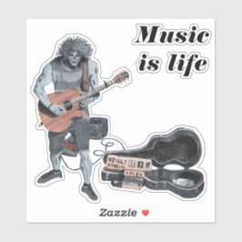Adesivo Zombie Guitar Músico Musico Fantasy Art Sticker