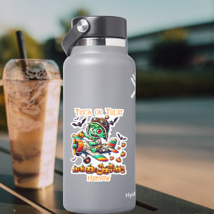 Adesivo Zombie Pilot Airplane Pumpkins Halloween personali