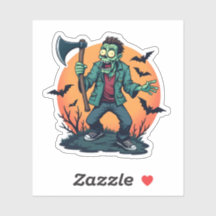 Zombie segurando Design do Dia das Bruxas Ax Creep