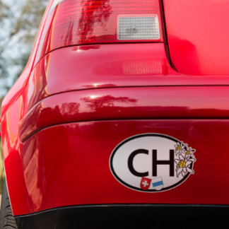 Adesivo Zug e Swiss Flags | Flores Edelweiss | Oval