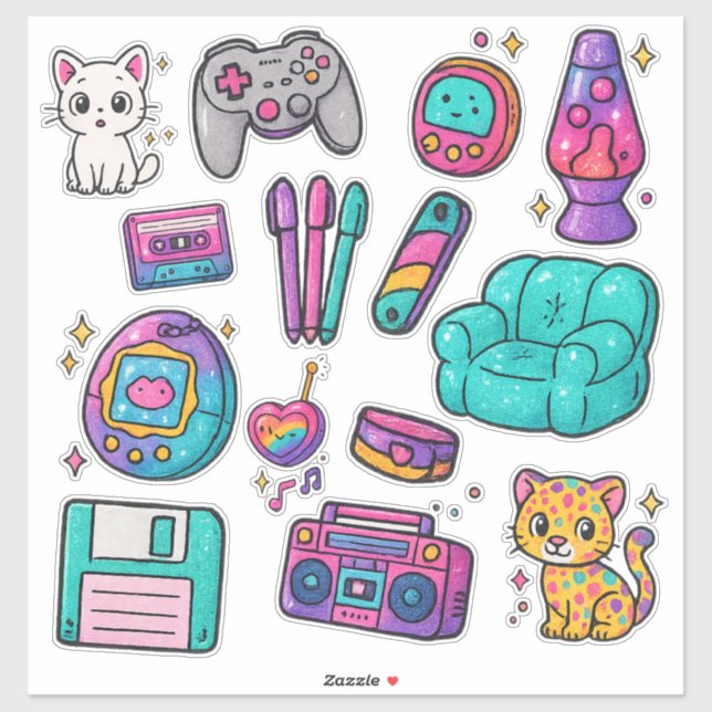 Adesivos 90s Prop Pack – Brilho (Folha)