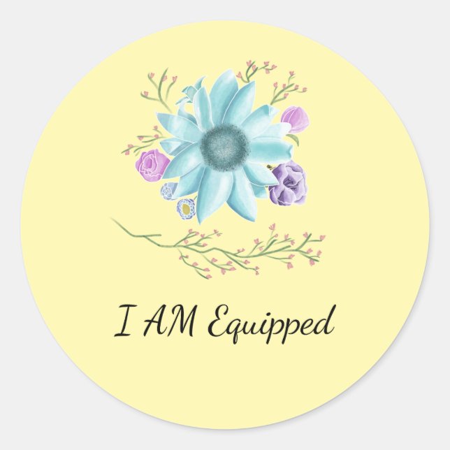 Adesivos Amarelos Sunny Inspiracionais Estou Equip (Frente)