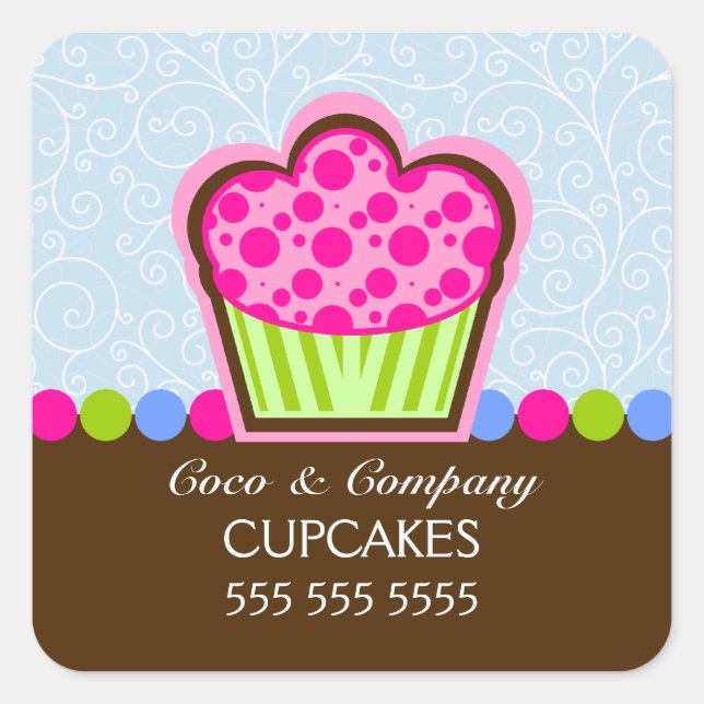 Adesivos azuis de panificação de Cupcake (Frente)
