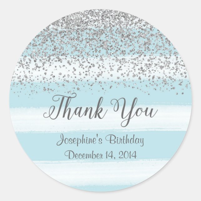 Adesivos Azuis e Prateados de Aniversário (Frente)