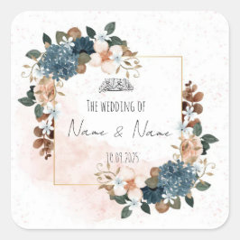 Adesivos azuis e rosa florais para lembrancinhas 