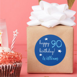 Adesivos azuis personalizados para 90º aniversário