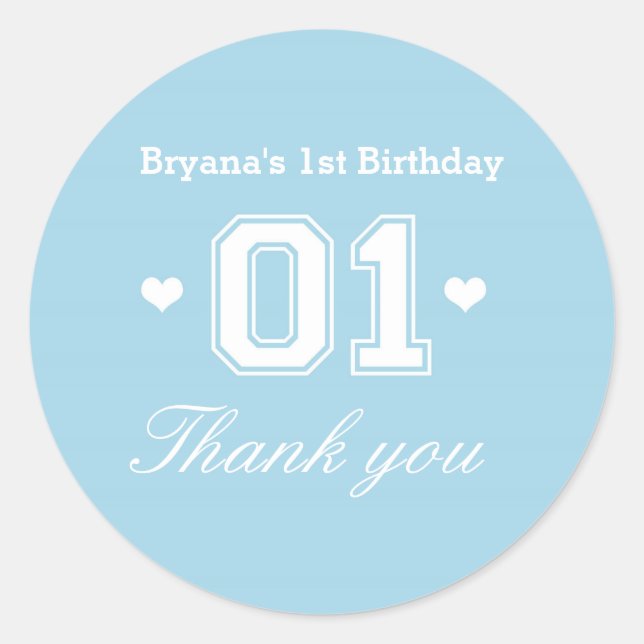 Adesivos Blue Athletic 01 1º Aniversário Chá de Be (Frente)