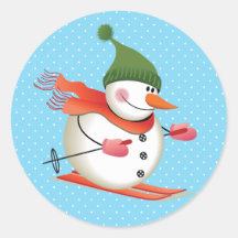 Adesivos brilhantes de boneco de neve esquiando 3
