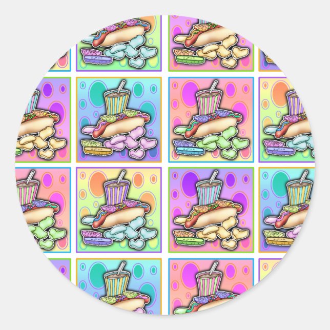 Adesivos - Cachorro Quente Pop Art com Batata Frit (Frente)
