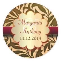 adesivos castanhos de ouro de casamento ou selos