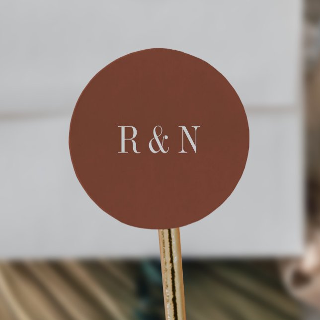 Adesivos Chic Terracotta Rust Monogramas (Criador carregado)