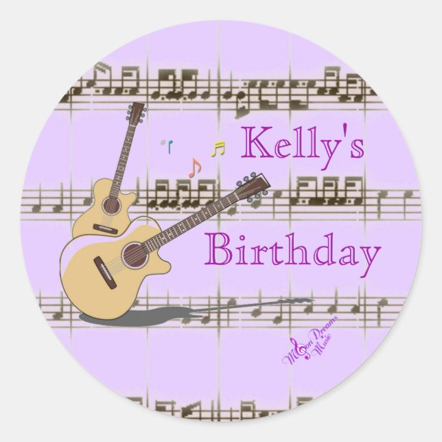 Adesivos Classic Round Notes & Guitars (Frente)