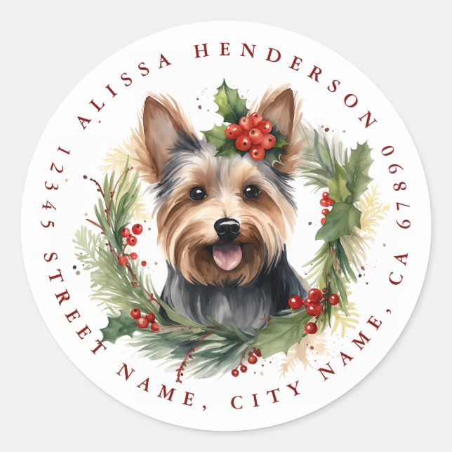 Adesivos clássicos redondos de Yorkshire Terrier (Frente)
