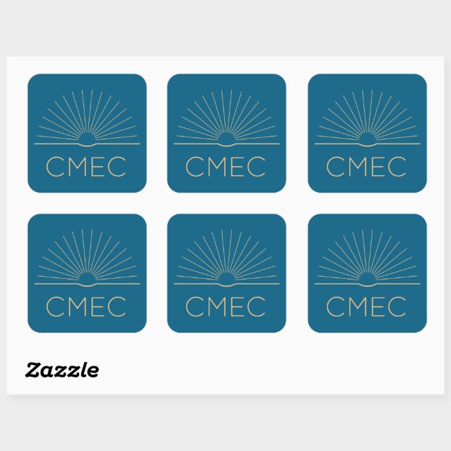 Adesivos CMEC - quadrados, azuis com pêssego, 3"x3 (Folha)