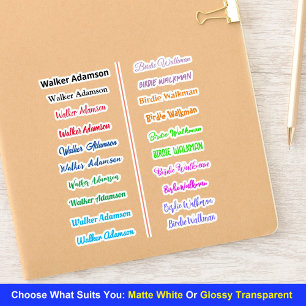 Adesivos Coloridos de Nomes com Estilo (Nomes de E