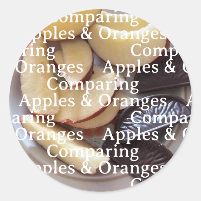 Adesivos Comparando Maçãs e Laranjas (Frente)