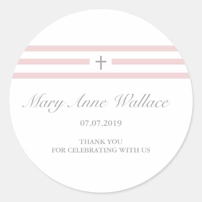 Adesivos cor-de-rosa do batismo (Frente)