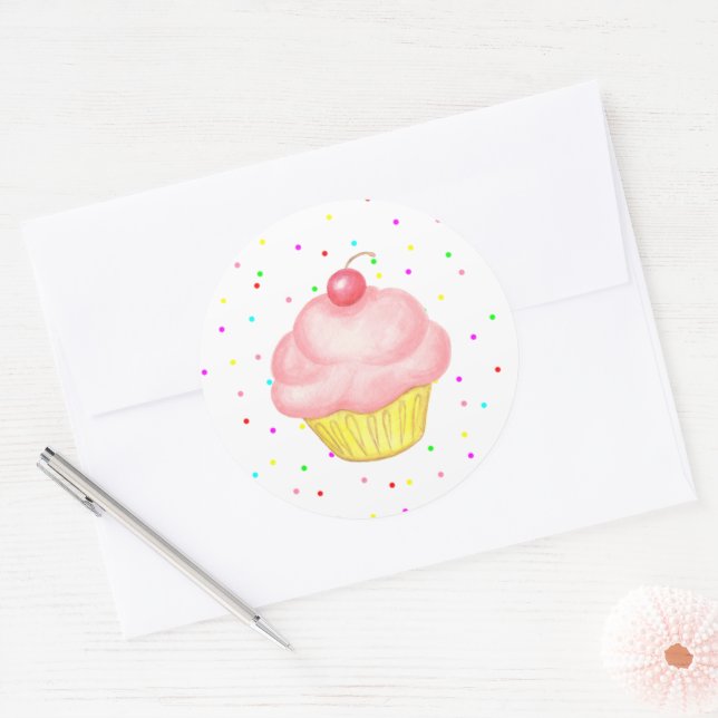Adesivos cor-de-rosa para Cupcakes (Envelope)