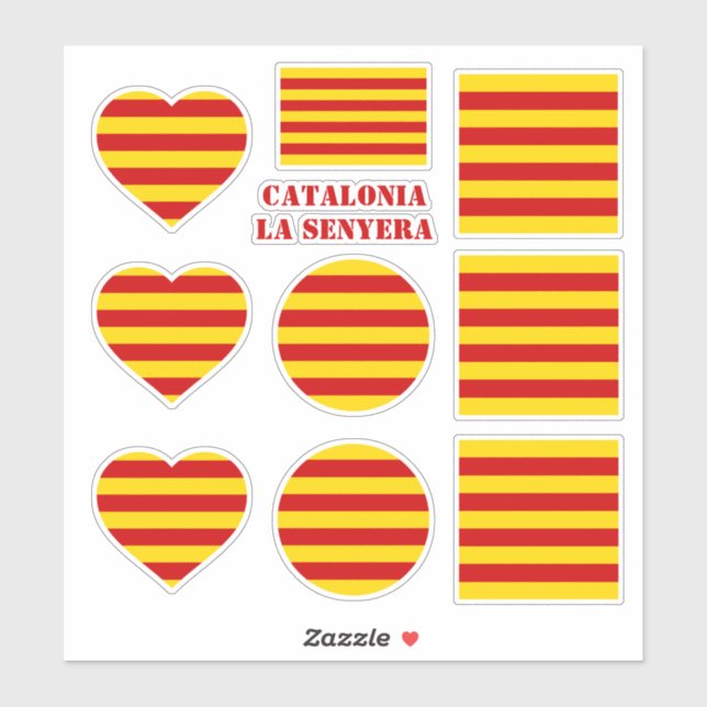 Adesivos da Catalunha & Bandeira do Coração da La  (Folha)
