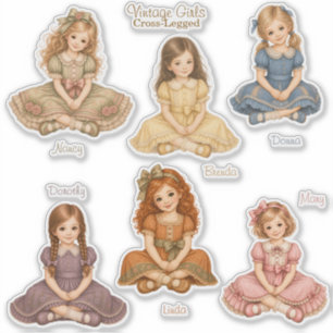 Adesivos da Coleção Vintage Girls: Sentadas de Per