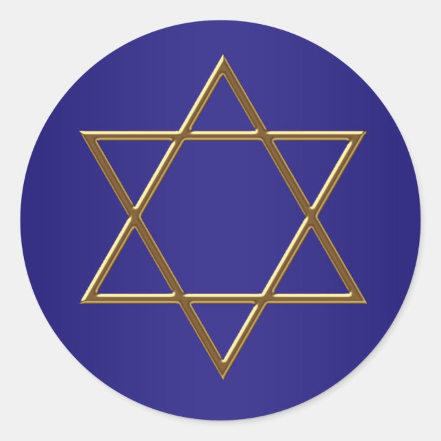 Adesivos da Estrela de Davi Azul Marinho Dourada (Frente)