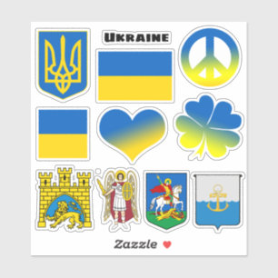 Adesivos da Ucrânia - Bandeira, Paz, Kiev, Lviv /