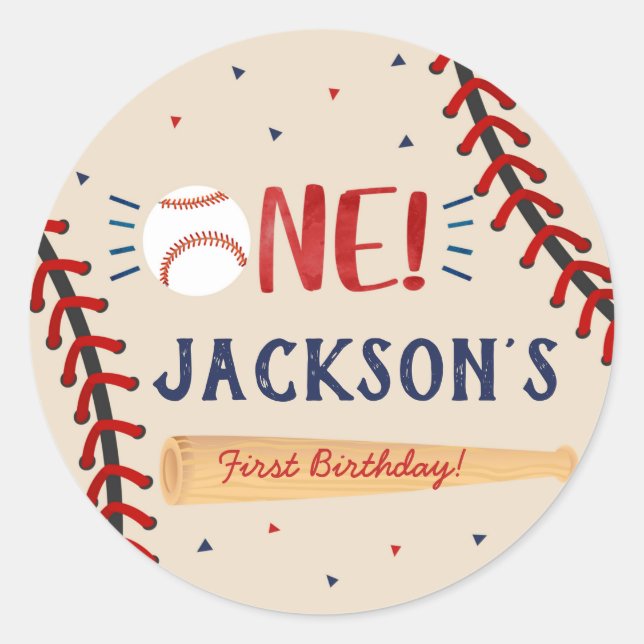 Adesivos de 1ª Festa de aniversário de Baseball (Frente)
