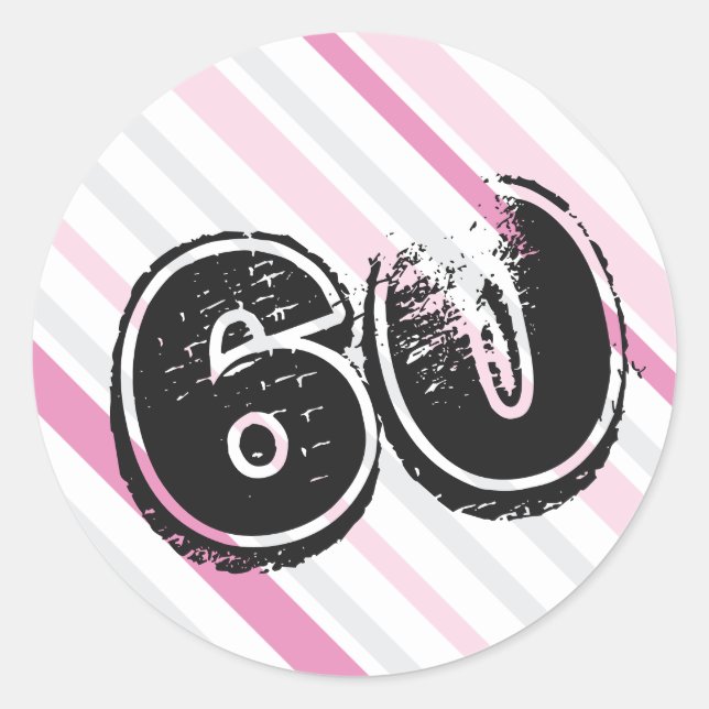 Adesivos de 60º Aniversário Rosa 60 (Frente)