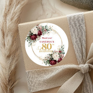Adesivos de 80º Aniversário Elegante Dourado Blush