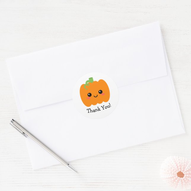 Adesivos de Agradecimento Abóbora Sorridente Fofa (Envelope)