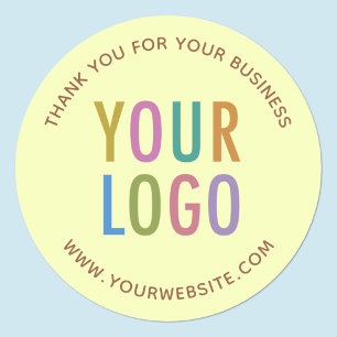 Adesivos de Agradecimento Amarelo Pastel Logotipo 