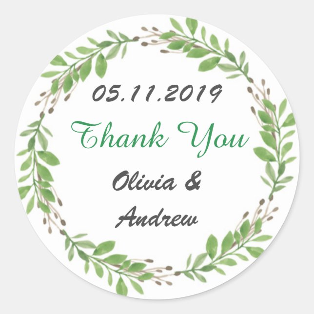 ADESIVOS DE AGRADECIMENTO CASAMENTO VIDES VERDES (Frente)