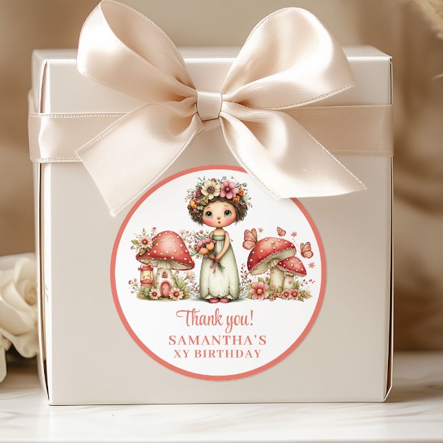 Adesivos de Agradecimento de 1º Aniversário da Fad (Pink Whimsy Fairy 1st Birthday Thank You Stickers)