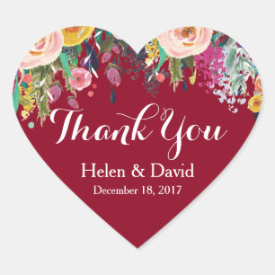 Adesivos de Agradecimento de Casamento Floral Borg
