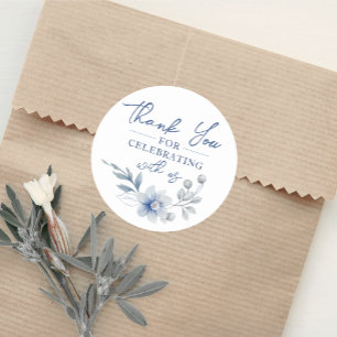 Adesivos de Agradecimento de Flor Azul Aquarela