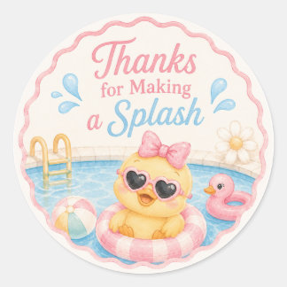 Adesivos de Agradecimento Duck Pool Party | Verão
