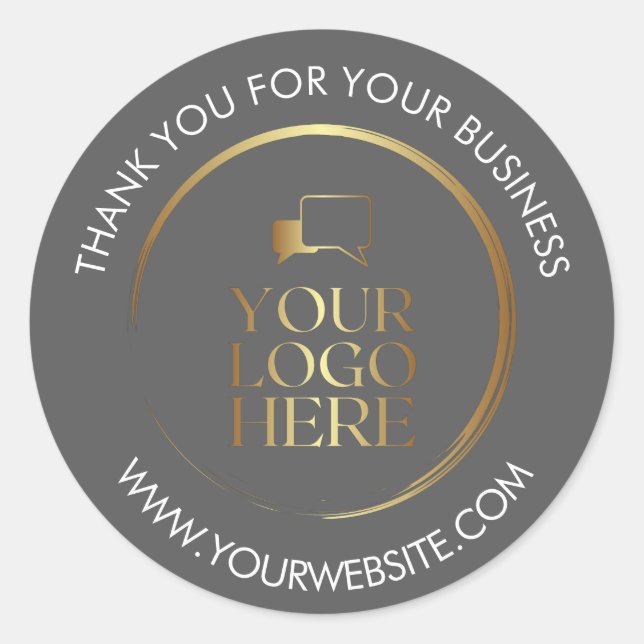 Adesivos de Agradecimento Empresarial Cinza Logoti (Frente)