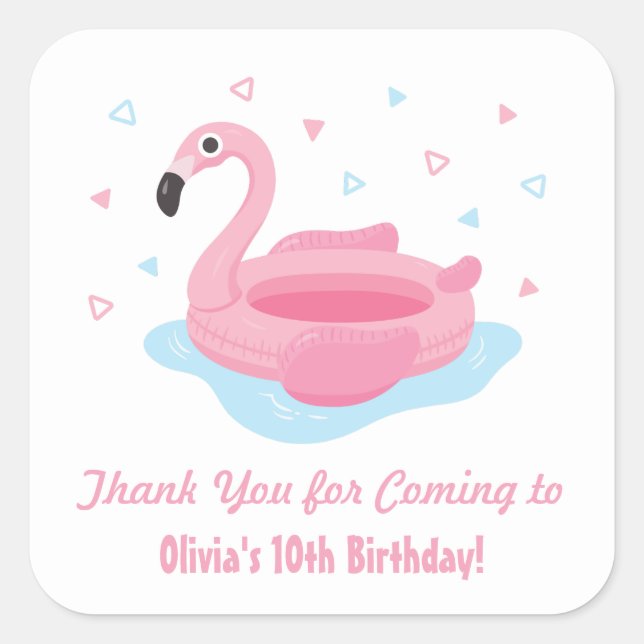 Adesivos de Agradecimento Flamingo Rosa Fofo Flutu (Frente)