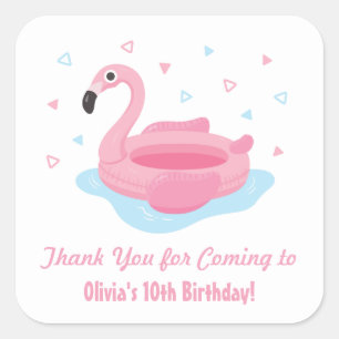 Adesivos de Agradecimento Flamingo Rosa Fofo Flutu
