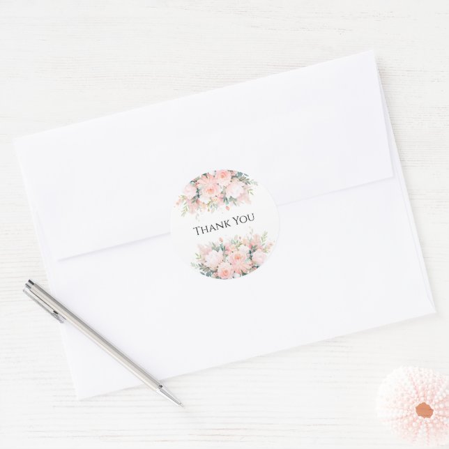 Adesivos de Agradecimento Florais Rosa (Envelope)