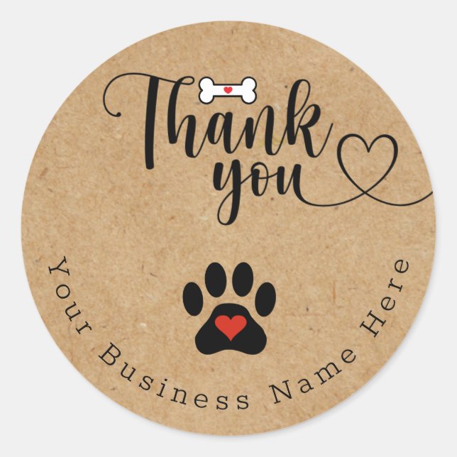 Adesivos de agradecimento personalizados com pata  (Frente)