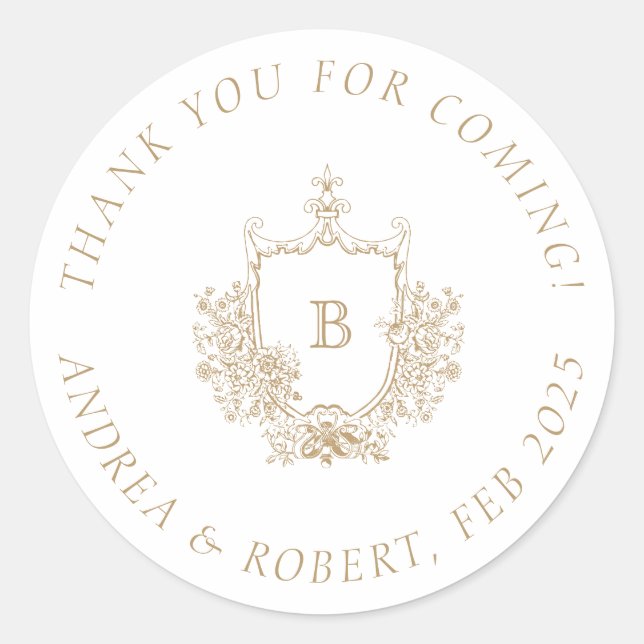 Adesivos de Agradecimento por Vir com Monograma (Frente)