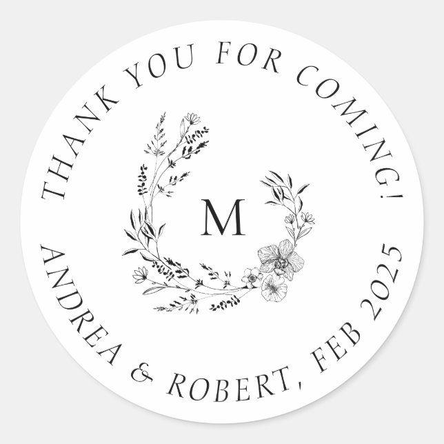 Adesivos de Agradecimento por Vir Monogramados (Frente)