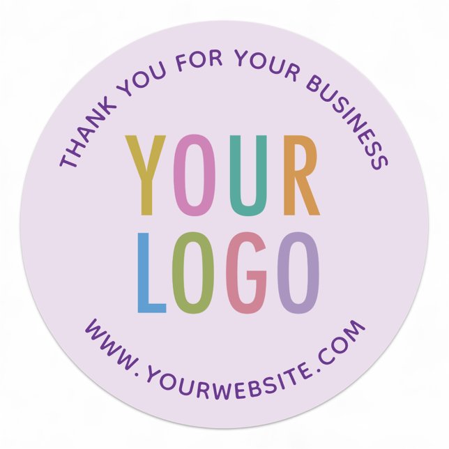 Adesivos de Agradecimento Roxo Claro com Logotipo  (MISOOK Lilac Purple Thank You for Your Business Stickers)