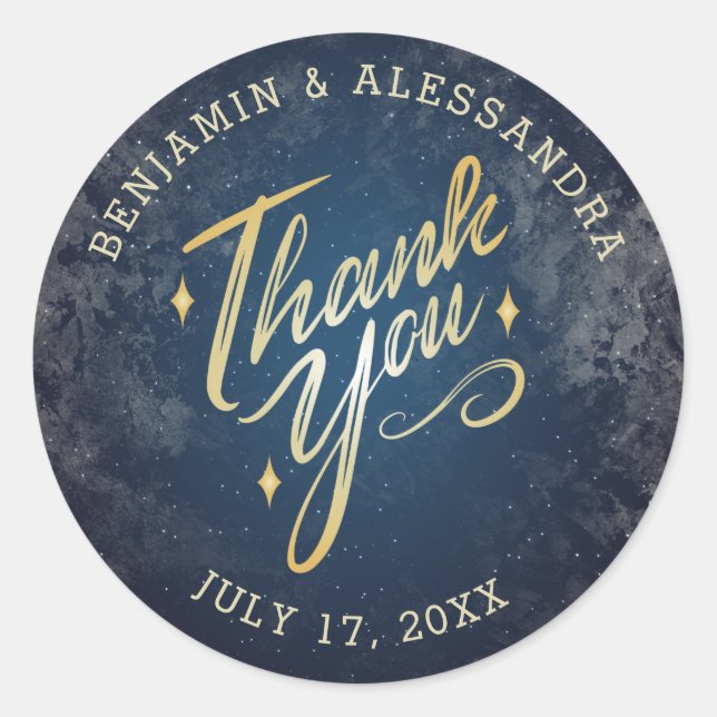 Adesivos de Agradecimento Uma Noite Sob as Estrela (Frente)