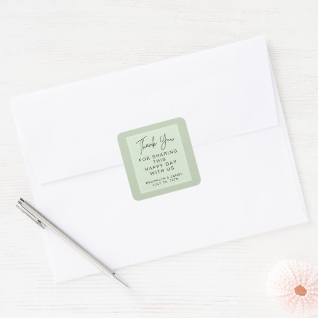 Adesivos de Agradecimento Verde Sage Casamento (Envelope)
