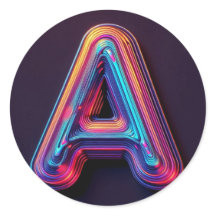 Adesivos de Alfabeto Neon Brilhante - Letra A 3D V
